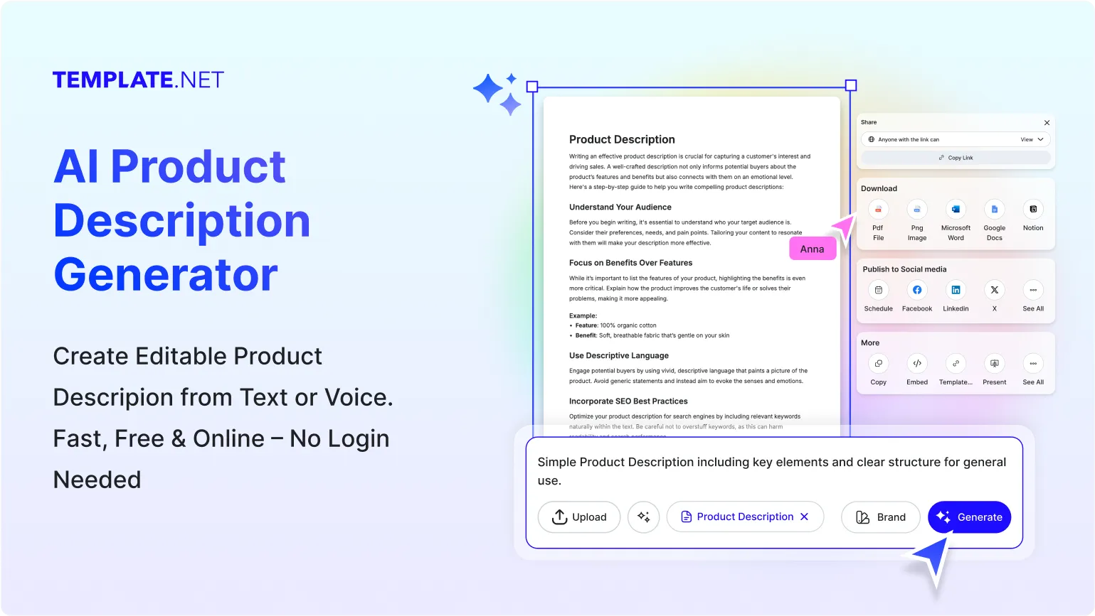 Free AI Product Description Generator, Online Product Description Writing Tool